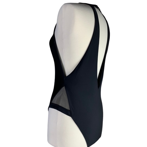 LA Hearts Black One Piece Swimsuit with Mesh Side Panels Size Large - Picture 4 of 8